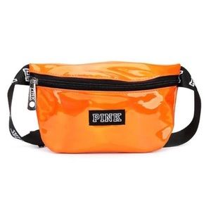 NWT✨ Victoria's Secret PINK Holographic Iridescent Orange Fanny Pack Waist Bag